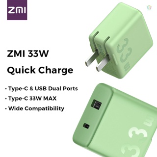 ZMI อะแดปเตอร์ชาร์จเร็ว 33W 1A1C Type-C USB-A 100-240V แบบพกพา พร้อมสวิตช์ iPhone 12 Samsung