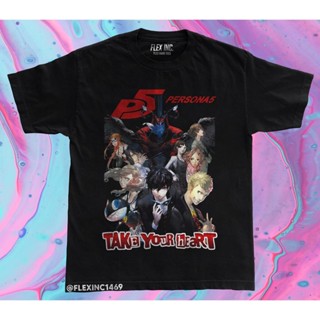 เสื้อผ้าแฟชั่น เสื้อยืด Kaos Persona 5 เกมสมาชิกทั้งหมดอะนิเมะวินเทจ Bootleg เสื้อยืดผู้หญิง