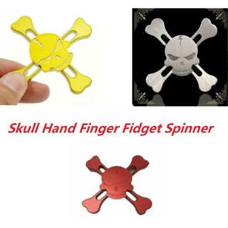 ของเล่น Hand Finger Fidget Spinner Skull Style โลหะผสมสังกะสี สีทอง สําหรับเล่นคลายเครียด