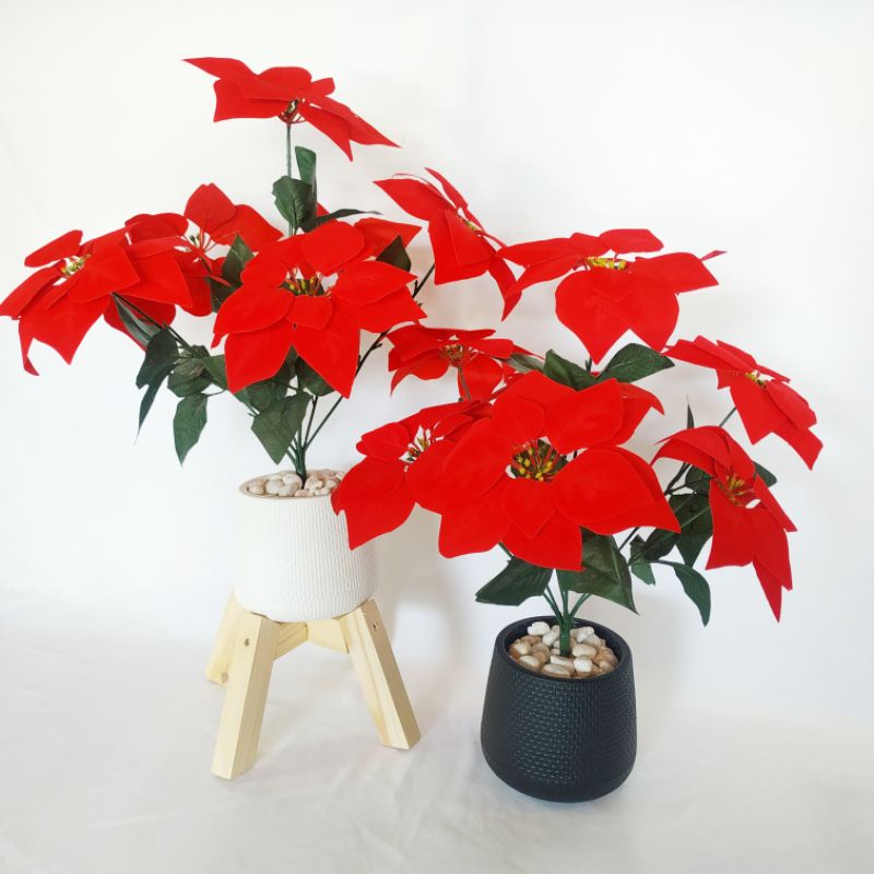 ต้นคริสต์มาสดอกสีแดง-ต้นคริสต์มาสปลอม-ต้นคริสต์มาสแดง-ต้นคริสต์มาสใบแดง-ดอกแดงสวย-เสมือนของจริง-พร้อมส่ง-ส่งไว-จากไทย