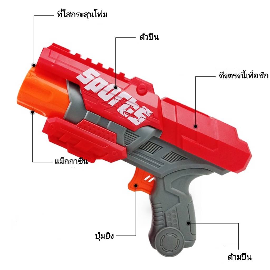 ปืนเนิร์ฟ-กระสุนโฟมหัวนิ่ม-ปืนของเล่น-ของเล่นเด็ก-ยิ่งเล่น-ยิ่งสนุก-ของเล่นเสริมทักษะ