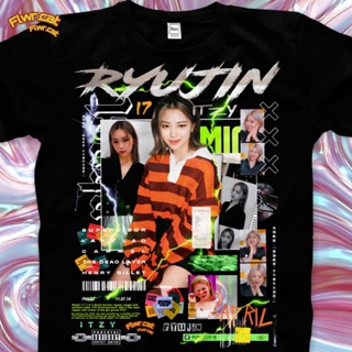 เสื้อยืดถูกๆ ITZY RYUJIN TEE FLWRCATเสื้อผ้าผู้ชายเสื้อยืดผู้หญิง