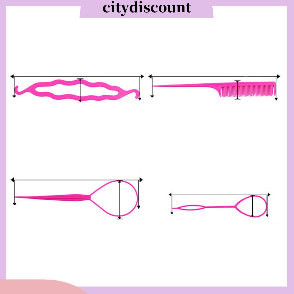 lt-citydiscount-gt-4-ชิ้น-เซต-จัดแต่งทรงผม-คลิป-เครื่องทําซาลาเปา-ออกแบบผม-บิด-ถักเปีย-เครื่องมือหางม้า-อุปกรณ์เสริม