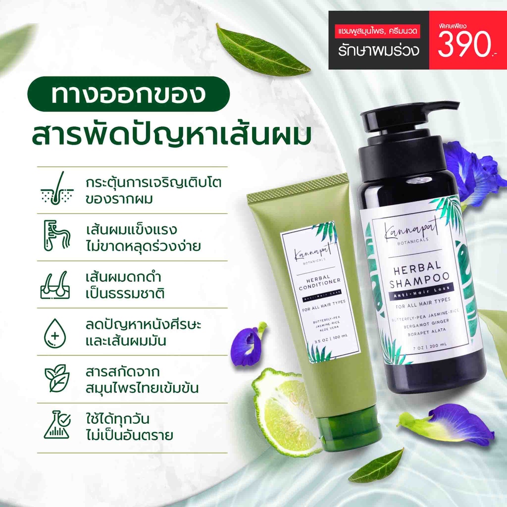 kannapat-botanicals-แชมพูสมุนไพรกานต์นภัสรักษาผมร่วง1-ครีมนวดรักษาผมร่วง1-สูตรสมุนไพรสด-ผมหนา-สูตรสมุนไพรสด