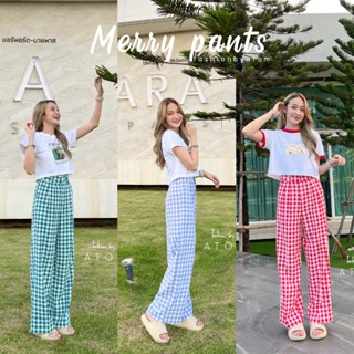 New! Merry pants กางเกงขายาวทรงกระบอกใหญ่ ลายสก็อต