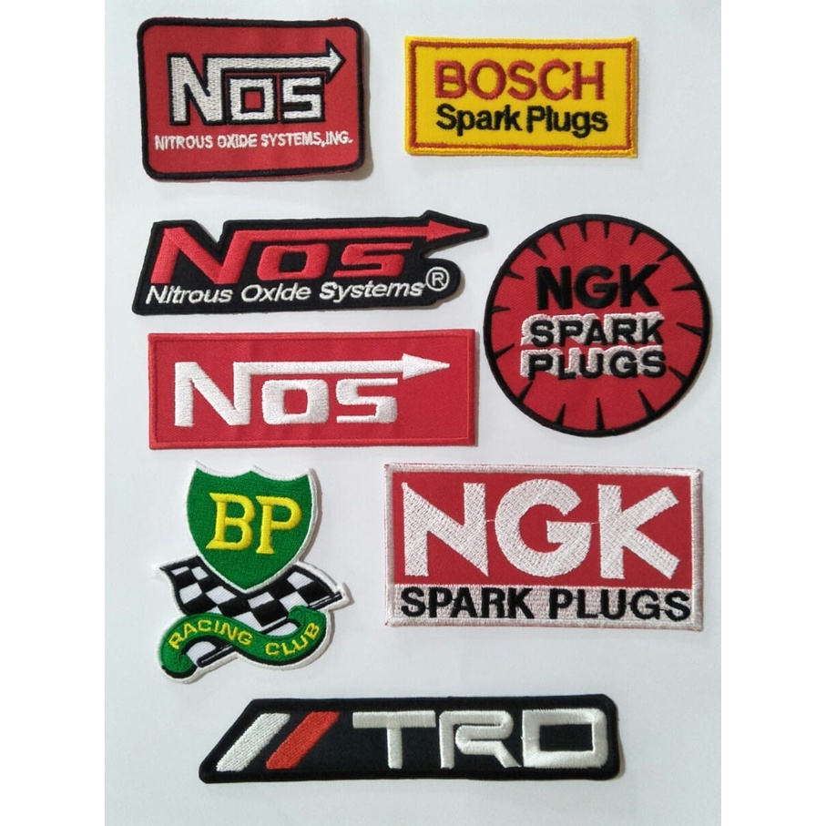 อาร์ม-ตัวรีดติดเสื้อ-อาร์มปัก-patch-nos-spark-plugs-bbs-bp-racing-รถแข่ง-มอเตอร์ไซค์-รถโฟวิล-1