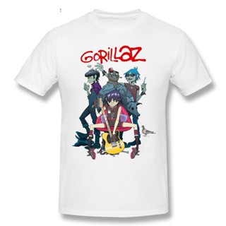 เสื้อวินเทจผญ Gorillaz วงร็อค Chakhan ก๋วยเตี๋ยว Murdoc Russel เสื้อยืดเสื้อยืดแขนสั้น O-neck เสื้อยืดลําลองแฟชั่น Unise