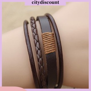 &lt;citydiscount&gt;  สายรัดข้อมือ สร้อยข้อมือกำไล Unisex Faux สายหนัง