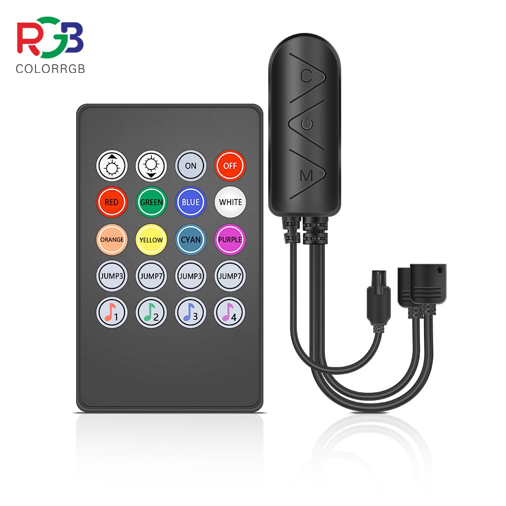 20 ปุ่ม Music Sync รีโมทคอนโทรล RGB Controller สำหรับ RGB 5050 LED ...