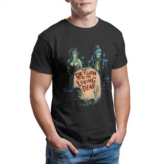 เสื้อยืดสีขาวผู้หญิง Camisetas de algodón puro con el regreso de los muertos vivientes para hombre, ropa de terror de ma