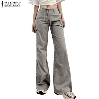 Celmia ZANZEA กางเกงคาร์โก้ ขายาว เอวสูง ลําลอง ขาบาน พลัสไซซ์ สําหรับผู้หญิง