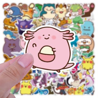 พร้อมส่ง ลายการ์ตูนอะนิเมะ pokemon pikachu ditto cute version 50แผ่น กันน้ำ สติ๊กเกอร์ ใช้ซ้ำได้ กระโปรงหลังรถ