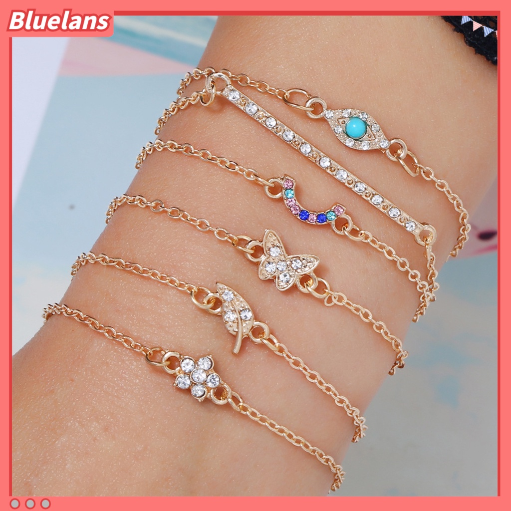 bluelans-สร้อยข้อมือกำไลข้อมือลายดอกไม้ผีเสื้อ-6-ชิ้น-ชุด