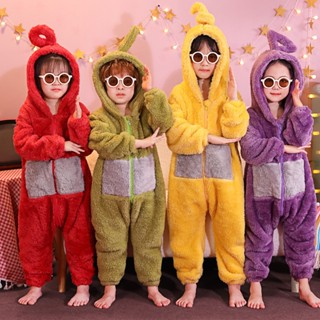 ชุดเทเลทับบี้ ขนนุ่ม สินค้าพร้อมส่ง ชุดนอนคอสเพลย์ เทเลทับบี้ PO Lala Tinky Winky Onesies เหมาะกับวันฮาโลวีน สําหรับเด็ก