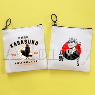 กระเป๋าสตางค์ ผ้าแคนวาส แต่งซิป ขนาดเล็ก ลายการ์ตูนอนิเมะ Haikyuu Karasuno Fly High Ulzzang สไตล์ญี่ปุ่น สําหรับผู้หญิง