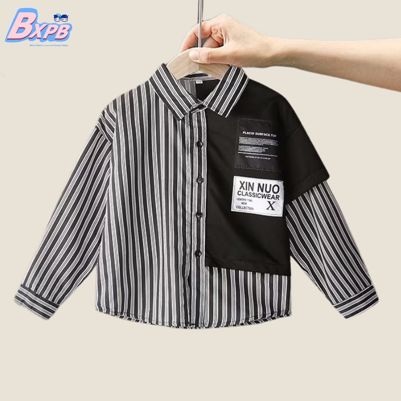 bxpb-เสื้อเชิ้ตแขนยาวลําลอง-ผ้าฝ้ายแท้-ทรงหลวม-ลายทาง-สวมใส่สบาย-แฟชั่นสําหรับเด็กผู้ชาย-อายุ-3-15-ปี