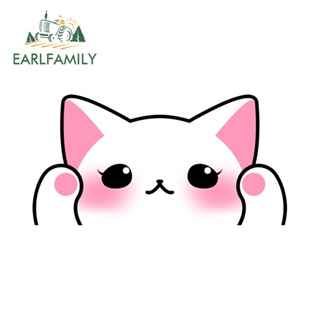Earlfamily สติกเกอร์ ลายการ์ตูนแมวน่ารัก กันน้ํา สําหรับติดตกแต่งหน้าต่างรถจักรยานยนต์ 13 ซม. x 6.7 ซม.