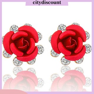 &lt;citydiscount&gt;  City_ ต่างหูดอกไม้ประดับไรน์สโตนสําหรับผู้หญิงต่างหู