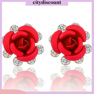 &lt;citydiscount&gt;  City_ ต่างหูดอกไม้ประดับไรน์สโตนสําหรับผู้หญิงต่างหู