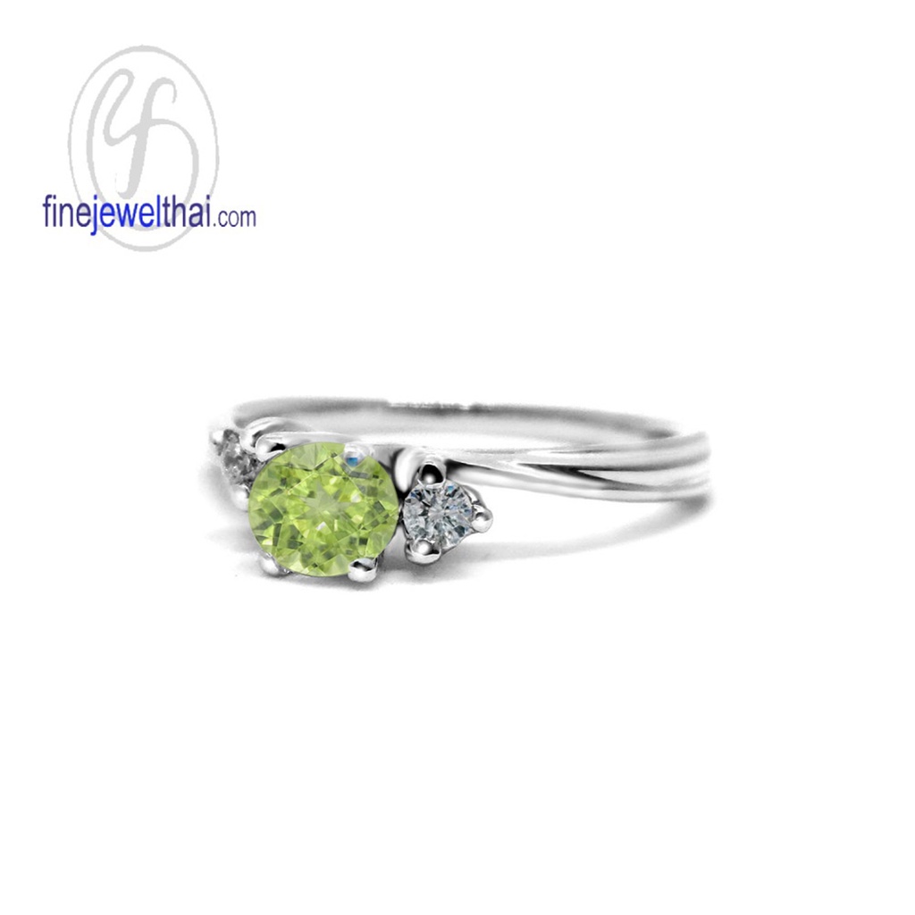 finejewelthai-แหวนเพอริดอท-เพชรcz-แหวนเงิน-แหวนพลอยแท้-periot-silver-ring-birthstone-r1292pd-เลือกสีตัวเรือนได้
