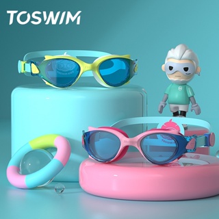 ☼✟♛TOSWIM แว่นตาว่ายน้ำเด็ก กันน้ำ กันหมอก HD แว่นตาว่ายน้ำเด็ก ใส่สบาย ไม่ แว่นว่ายน้ำเด็ก
