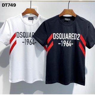 เสื้อวินเทจผญ ใหม่ 2022 Dsquared2 ผู้ชายผู้หญิงแฟชั่นคุณภาพสูงพิมพ์ผ้าฝ้าย dsquared2 แขนสั้นเสื้อยืด DT749