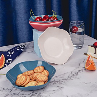 【AG】Fruit Plate Reusable Wear-resistant Plastic Anti-skid Snack Dish Bowl for Home