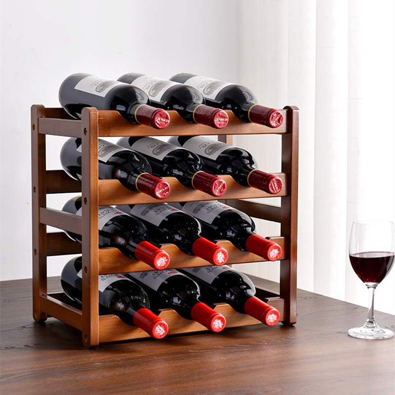 Wine Bottle Holder Wooden Wine Rack Holder Shelf Free Standing