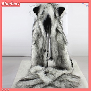 [Bluelans] 3 in 1 หมวกผ้าพันคอ แต่งหูหมาป่า แต่งขนเฟอร์เทียม ให้ความอบอุ่น แฟชั่นฤดูหนาว สําหรับผู้หญิง