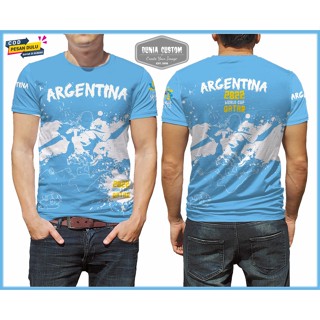 เสื้อกีฬาแขนสั้น ลายทีมฟุตบอลโลก ARGENTINA 2022 แบบเต็มตัว สําหรับผู้ชาย || เสื้อยืด Argentina || เสื้อผ้าผู้ชาย ลายโลก 2022