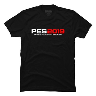 เสื้อคู่ เสื้อยืดสีขาว เสื้อยืดคอกลมแขนสั้น PES 2019 Pro Evolution เสื้อยืด เสื้อคนอ้วน Tee เสื้อขาว