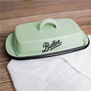 Nostalgic Enamel Lid Appetizer Tray Family Kitchen Tableware Butter Box Luxurious Cheese Board Storage Box Western Dishe