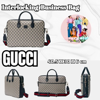 GUCCI/GUCCIInterlocking Double G กระเป๋าธุรกิจ/กระเป๋าสุภาพสตรี/กระเป๋าสะพายข้าง/กระเป๋าสะพาย