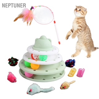 Neptuner ชุดของเล่นลูกแมว 3 ชั้น ทรงกลม หมุนได้ สําหรับแมว
