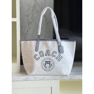 COACH City Tote In Signature Canvas With Varsity Motif