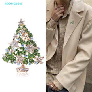 abongsea Green Rhinestone Star Christmas Tree Brooches Women Men Party New Year Brooch Pins Gifts Fashion Alloy Hollow Rhinestone Xmas Tree Brooch Clothing Accessories Nice
