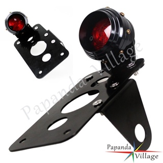 Cafe Racer License Plate Bracket Side Mount 2&quot; LED Taillight Brake Light Rear Lamp for Harley Bobber BMW R80 K100 H