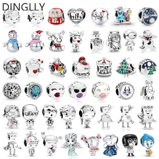 Dinglly ลูกปัดเงิน รูปสโนว์แมน สําหรับตกแต่งต้นคริสต์มาส DIY