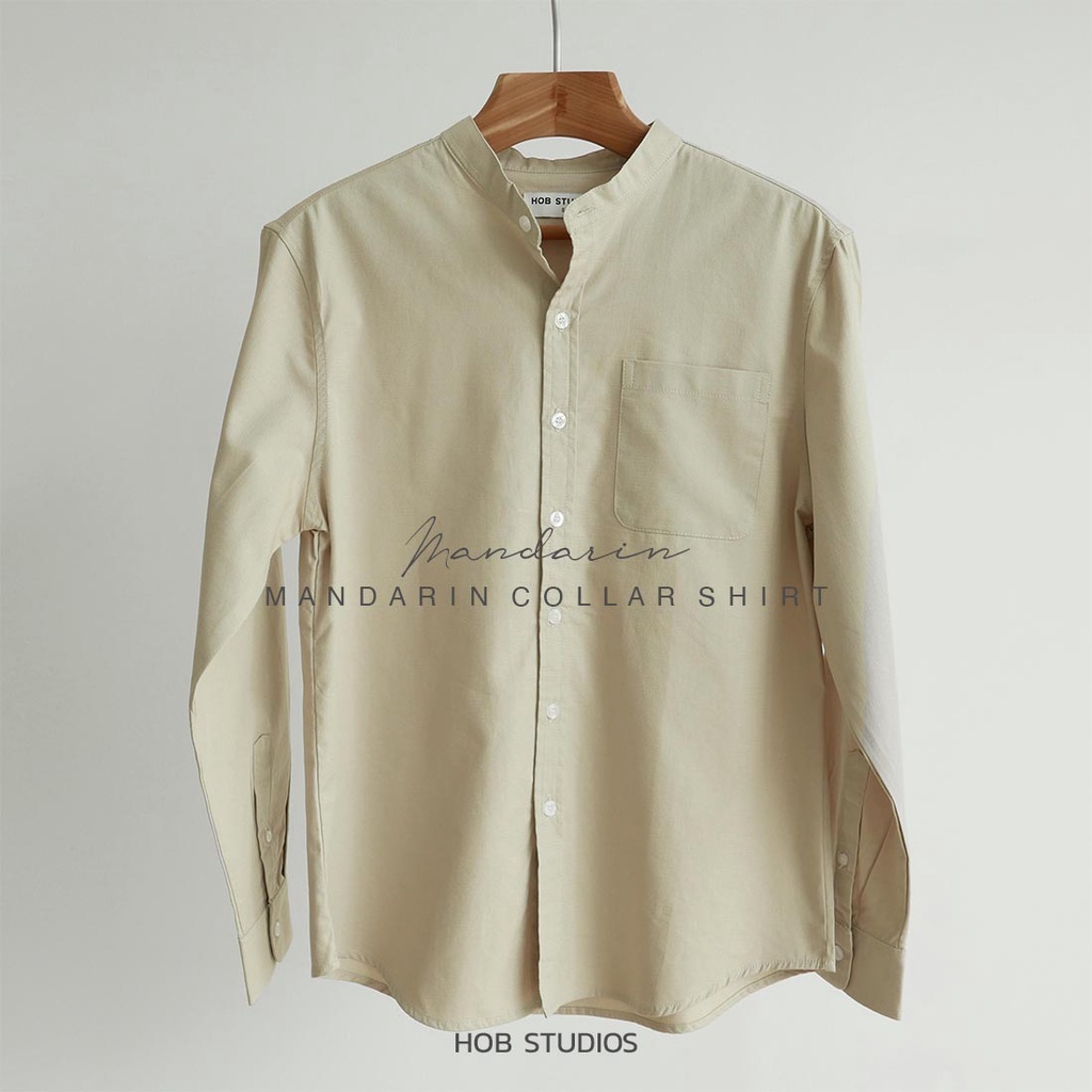 ภาพสินค้า️ทักแชทรับโค้ดลดเพิ่ม เชิ้ตคอจีนผู้ชาย Long Sleeve Mandarin Collar Shirt HOB STUDIOS จากร้าน hob.studios บน Shopee ภาพที่ 4