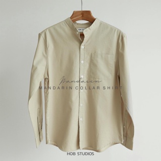 ภาพขนาดย่อของภาพหน้าปกสินค้า️ทักแชทรับโค้ดลดเพิ่ม เชิ้ตคอจีนผู้ชาย Long Sleeve Mandarin Collar Shirt HOB STUDIOS จากร้าน hob.studios บน Shopee ภาพที่ 4