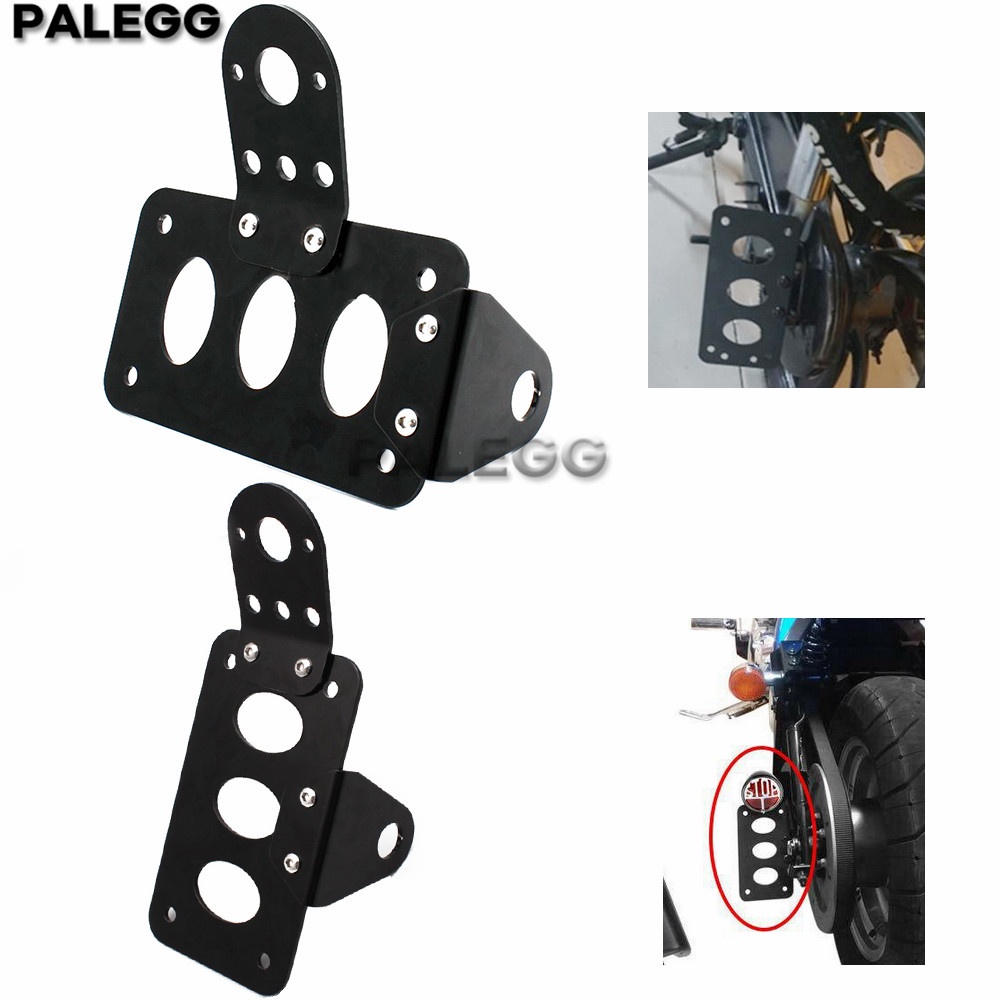 Motorcycle Side Mount Tail Light License Plate Holder Metal License