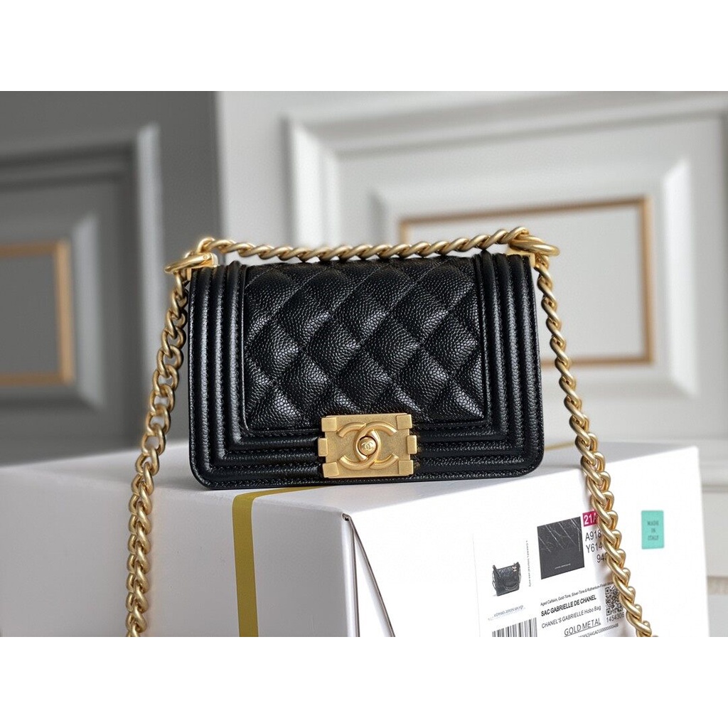 พรี-ราคา10900-chanel-leboy-mini-กระเป๋าโซ่-หนังวัว-กระเป๋าสะพาย