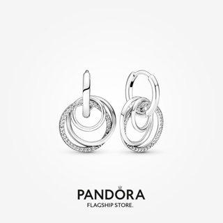 Pandora ต่างหูห่วง ทรงกลม พรีเมี่ยม ของขวัญคริสต์มาส สําหรับครอบครัว e1027