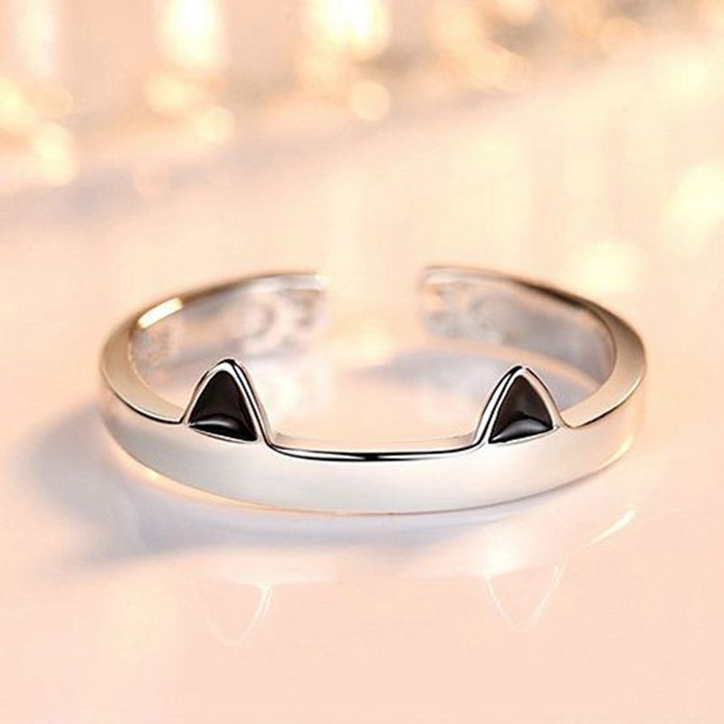 แหวนหูแมวน่ารัก-แบบเปิด-ปรับได้-สร้างสรรค์-แฟชั่นเรียบง่าย-สําหรับคู่รัก