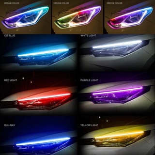 【พร้อมส่ง】แถบไฟเลี้ยว Led RGB DRL กันน้ํา หลากสี คุณภาพสูง สําหรับไฟหน้ารถยนต์ 2 ชิ้น