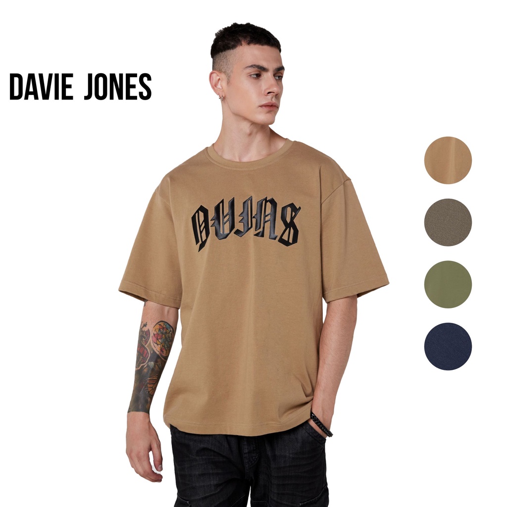 davie-jones-เสื้อยืดโอเวอร์ไซส์-พิมพ์ลายโลโก้-สีเขียว-สีกรม-สีเขียวอ่อน-สีกากี-logo-print-oversized-t-shirt-in-green-navy-light-green-khaki-lg0024gr-nv-lg-kh