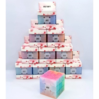 รูบิค QY 3x3x3 สีและลาย ดอกซากุระ สวยมากๆ ขนาดกำลัง มีกล่องใส่สวยงาม ราคาถูก พร้อมส่งทันที