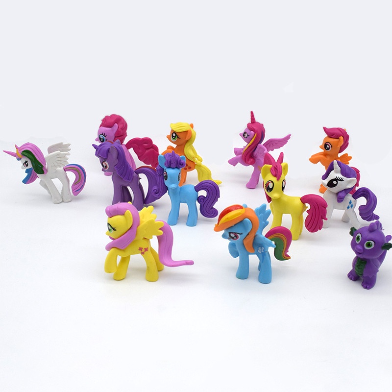โพนี่-โพนี่ยูนิคอน-ของเล่นเด็กผญ-หมอนตุ๊กตาม้าโพนี่-ตุ๊กตาม้าโพนี่-12pcs-model-rainbow-horse-unicorn-toy