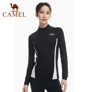 Camel เสื้อยืดกีฬา แขนยาว แห้งเร็ว ระบายอากาศ ผ้าฟลีซ เสื้อวิ่ง สําหรับผู้หญิง