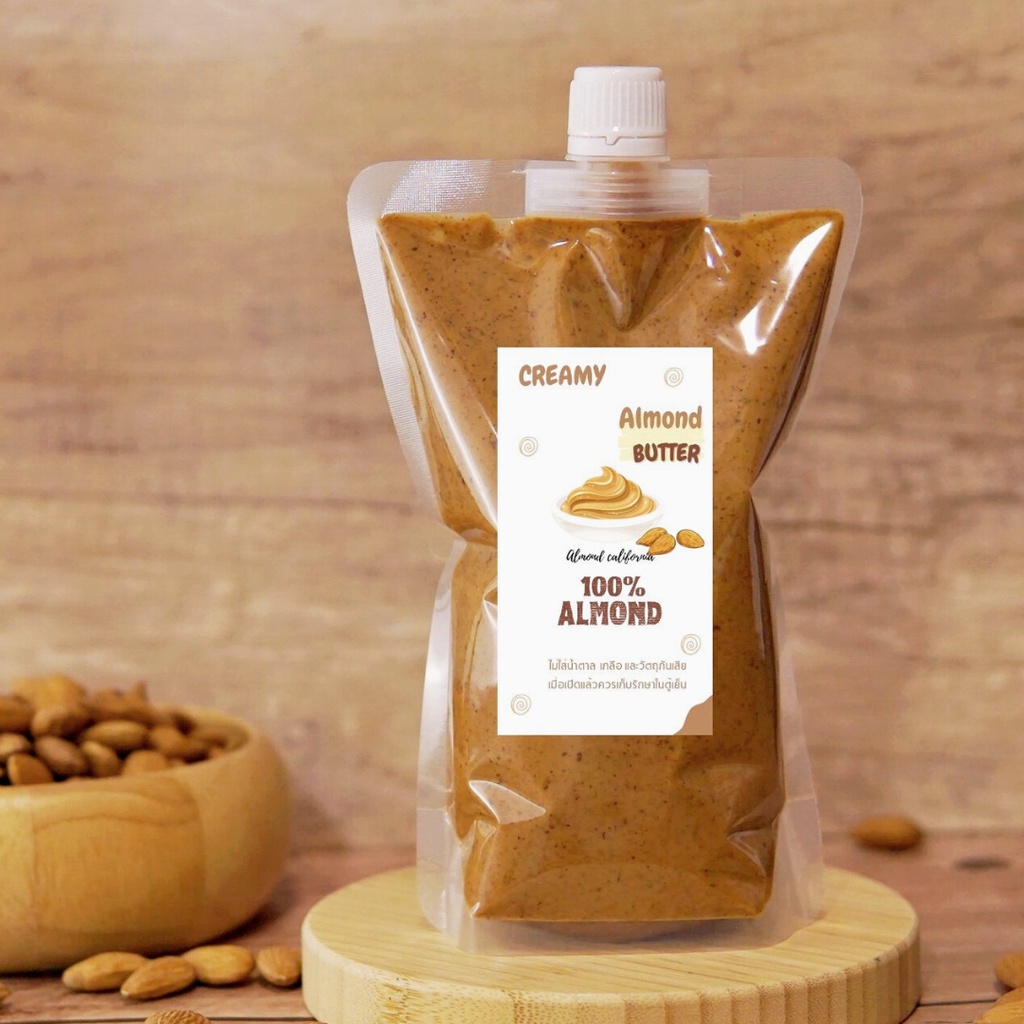 รูปภาพของเนยถั่วอัลมอนด์ 100% (สูตรไม่มีน้ำตาล) เจ คีโตทานได้ Almond Butter Smoothลองเช็คราคา